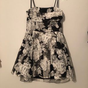 Black and white floral homecoming dress